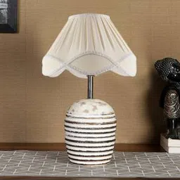 devansh Vintage cotton off-white with White Brushed Wood Table Lamp-picture-15
