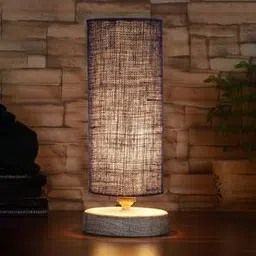 devansh Walter Blue Jute table lamp with White Brushed wood base-picture-12