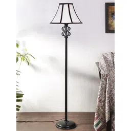 Devansh White & Black Cotton Snake Iron Basket Floor Lamp-picture-21