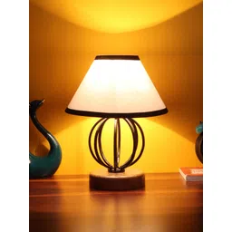 Devansh White & Black Cotton Table Lamp with Wood & Iron Base-picture-22