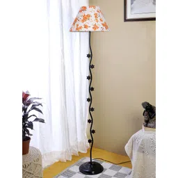 Devansh White & Black Printed Star Floor Lamp With Cotton Conical Shade-picture-27