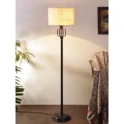 Devansh White & Black Solid Jute Shade Iron Floor Lamp-picture-36