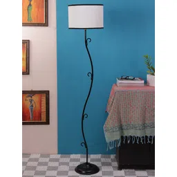 Devansh White & Black Solid Traditional Club Lamp with Shade-picture-52