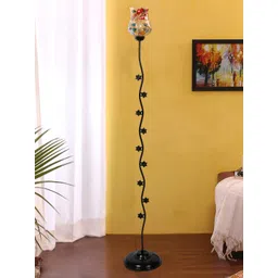 Devansh White & Black Textured Glass & Iron Floor Lamp-picture-50