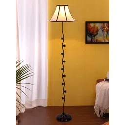 Devansh White & Black Textured Star Floor Lamp With Cotton Shade-picture-18