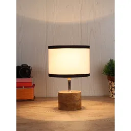 Devansh White & Black Wood Table Lamp with Cotton Shade-picture-18