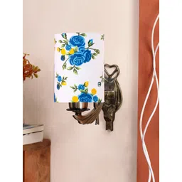 Devansh White & Blue Antique Wall Lamp With Cotton Conical Shade-picture-32