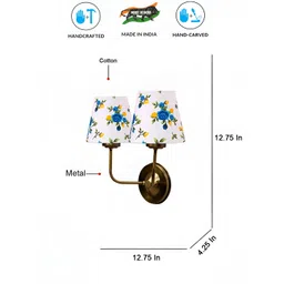 Devansh White & Blue Floral Printed Metal Frustum Shaped Wall Lamp-picture-19