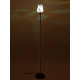 Devansh White & Blue Mosaic Glass Torchiere-picture-15