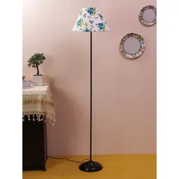 Devansh White & Blue Printed Cotton Club Lamp-picture-38