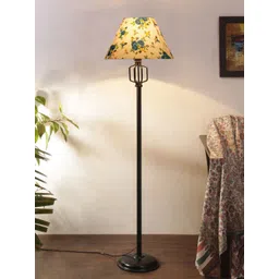 Devansh White & Blue Printed Frustum Shape Cotton Shade Conical Floor Lamps-picture-20