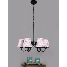 Devansh White & Blue Printed Iron Quirky Ceiling Lamp-picture-55