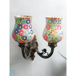 Devansh White & Blue Printed Metal Traditional Wall Lamp-picture-15