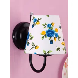 Devansh White & Blue Printed Traditional Armed Sconce Wall Lamp image 3