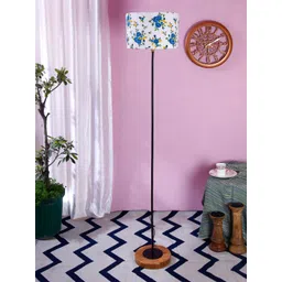 Devansh White & Blue Printed Traditional Club Lamp with Shade-picture-40