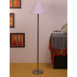 Devansh White & Blue Printed Traditional Club Lamp with Shade-picture-33