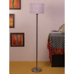 Devansh White & Blue Printed Traditional Club Lamp with Shade-picture-34