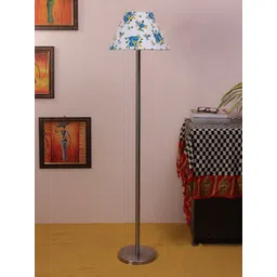 Devansh White & Blue Printed Traditional Club Lamp with Shade-picture-36
