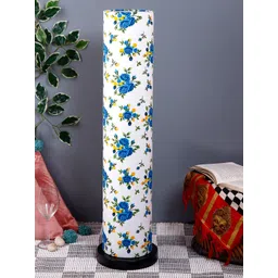 Devansh White & Blue Printed Traditional Column Lamp with Shade-picture-37