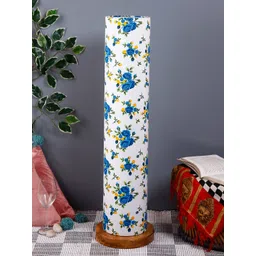 Devansh White & Blue Printed Traditional Column Lamp with Shade-picture-32