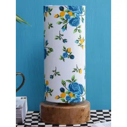 Devansh White & Blue Printed Traditional Column Table Lamp with Shade-picture-29