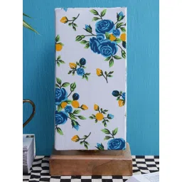 Devansh White & Blue Printed Traditional Column Table Lamp with Shade-picture-26