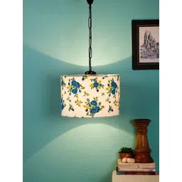 Devansh White & Blue Printed Traditional Hanging Lamp-picture-27