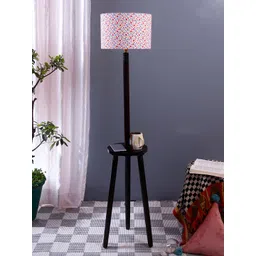 Devansh White & Blue Printed Traditional Shelf Lamp with Shade-picture-18