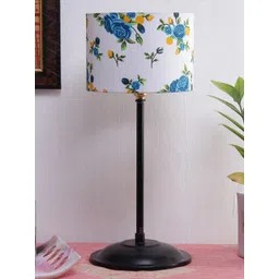 Devansh White & Blue Printed Traditional Table Lamp with Shade-picture-14
