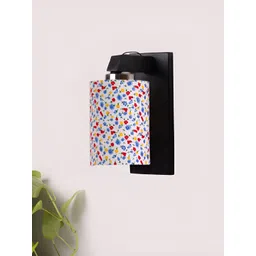 Devansh White & Blue Printed Wooden Cotton Cylinder Shaped Wall Lamp-picture-12
