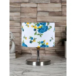Devansh White & Blue Steel Table Lamp With Floral Printed Cotton Shade-picture-28