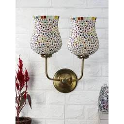 Devansh White & Blue Textured Metal Bell Shaped Wall Lamp-picture-41