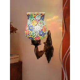 Devansh White & Blue Textured Metal Traditional Wall Lamp-picture-30