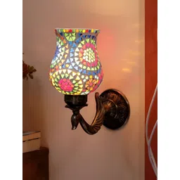 Devansh White & Blue Textured Metal Traditional Wall Lamp-picture-14