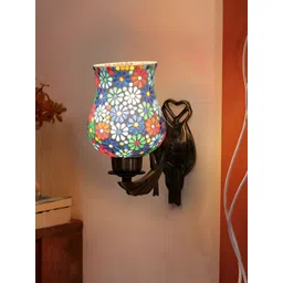 Devansh White & Blue Textured Metal Traditional Wall Lamp-picture-15
