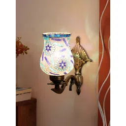 Devansh White & Blue Textured Metal Traditional Wall Lamp-picture-16