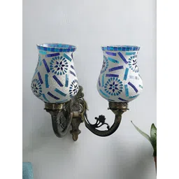 Devansh White & Blue Textured Metal Traditional Wall Lamp-picture-17
