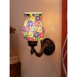 Devansh White & Blue Textured Metal Traditional Wall Lamp-picture-18