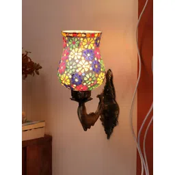 Devansh White & Blue Textured Metal Traditional Wall Lamp-picture-19