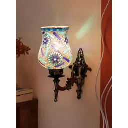 Devansh White & Blue Textured Metal Traditional Wall Lamp-picture-22