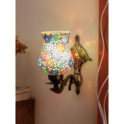 Devansh White & Blue Textured Metal Traditional Wall Lamp-picture-23