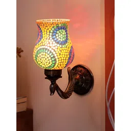 Devansh White & Blue Textured Metal Traditional Wall Lamp-picture-25