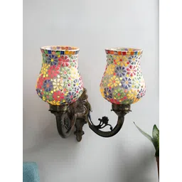 Devansh White & Blue Textured Metal Traditional Wall Lamp-picture-26