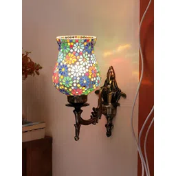 Devansh White & Blue Textured Metal Traditional Wall Lamp-picture-28