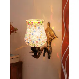 Devansh White & Blue Textured Metal Traditional Wall Lamp-picture-26