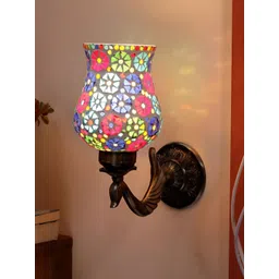 Devansh White & Blue Textured Metal Traditional Wall Lamp-picture-32