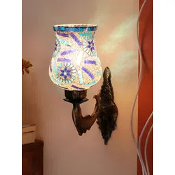 Devansh White & Blue Textured Metal Traditional Wall Lamp-picture-12