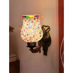 Devansh White & Blue Textured Metal Traditional Wall Lamp image 1