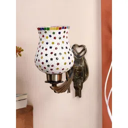 Devansh White & Blue Textured Metal Traditional Wall Lamp image 2