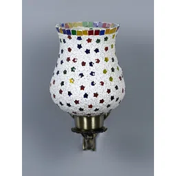 Devansh White & Blue Textured Metal Traditional Wall Lamp image 5